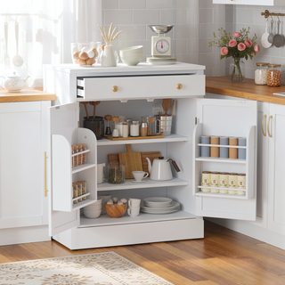 Sunvega Freestanding Kitchen Pantry Cabinet with Drawer and Adjustable Shelves