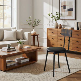 Sunvega Rustic Brown Bar Table and Stool Set with Shelf and Upholstered Backrest