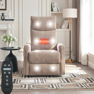 Sunvega Fabric Swivel Rocker Recliner Chair with Massage and Lumbar Heat for Living Room
