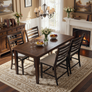 Sunvega Classic Style Dark Espresso Finish Upholstered Wooden Dining Bench