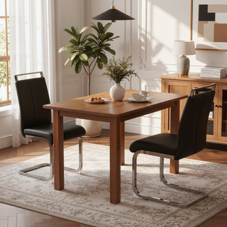 Sunvega Modern Faux Leather High Back Dining Chairs with C-Shaped Metal Legs Set of 4