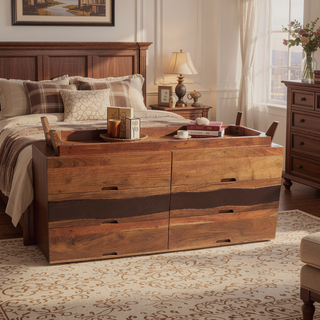 Sunvega Sierra Six Drawer Acacia Wood Sideboard with Live Edge Detail