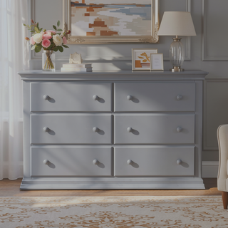 Sunvega Universal 6 Drawer Dresser in Gray for Bedroom Storage