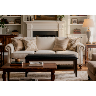 Sunvega 48 Inch Rectangular Upholstered Bench with Black Leather-Look Seat