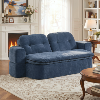 Sunvega Modern Corduroy Convertible Sofa Bed with Pillows and Quilt for Living Room