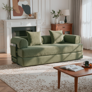Sunvega Foldable Compressible Sofa with Metal Frame and Cushions for Small Spaces