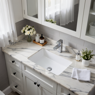 Sunvega Sintered Stone Vanity Top with Ceramic Sink and Backsplash for Bathroom
