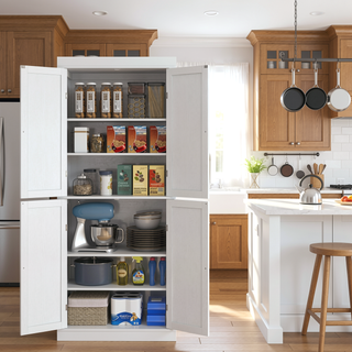 Sunvega 72.5 Inch Tall Kitchen Pantry Cabinet with 4 Doors and 2 Adjustable Shelves