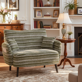 Sunvega Modern Two-Seater Sofa with Tufted Backrest and Convenient Side Storage Pockets
