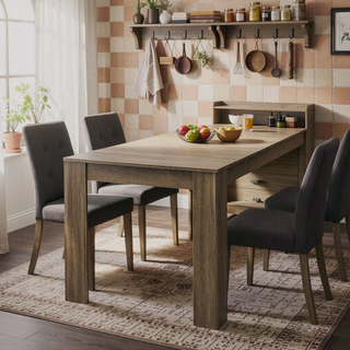 Sunvega Modern Extendable Dining Table with Storage for Kitchen Living Room