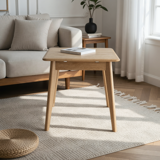 Sunvega Solid Oak Extendable Round Corner Dining Table for 6-8 People