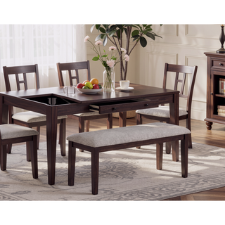 Sunvega Walnut Color Cushion Padded Seat Dining Room Bench in Contemporary Style