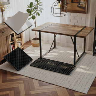 Sunvega 55 Inch MDF Wood Modern Rustic Industrial Rectangular Dining Table