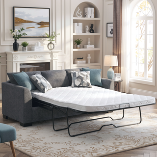 Sunvega Modern Sleeper Sectional Sofa with Chaise and Reversible Cushions