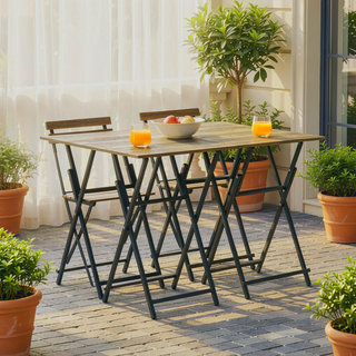 Sunvega Industrial Style Folding TV Tray Tables Set of 4 with Stand for Small Spaces