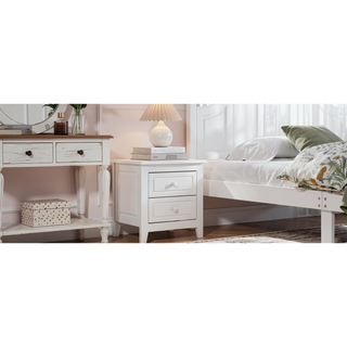 Sunvega Retro Style Solid Wood Platform Bed Frame with Slat Support for Full Size Mattress