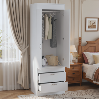 Sunvega Alabama Armoire with Large Cabinet and Two Bottom Drawers