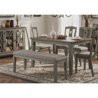 Sunvega Gray Fabric Upholstered 1pc Bench with Wood Frame for Dining Room