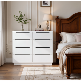 Sunvega 8 Drawer Wooden Dresser with Large Storage for Bedroom Living Room
