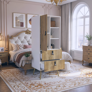 Sunvega White Macadamia Dresser with 3 Open Shelves 2 Drawers and 1 Door