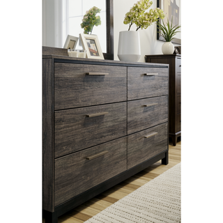 Sunvega Antique Grey Wood 6-Piece Queen Size Bedroom Set with Dresser Mirror and Chest