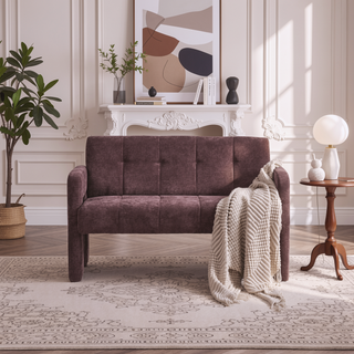 Sunvega Nordic Modern Upholstered Sofa with Dual Armrests for Living Room and Bedroom