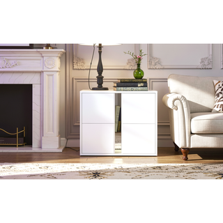 Sunvega Elegant Gray Nightstand with 2 Drawers and Metal Foot for Bedroom