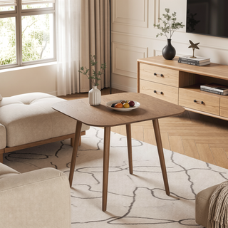 Sunvega Mid-Century Modern Faux Wood Dining Table with Tapered Splayed Legs