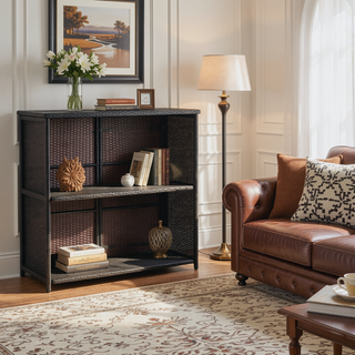 Sunvega Bar Island Set with Two Barstools and Shelves for Home Hosting