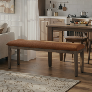 Sunvega Gray Fabric Upholstered 1pc Bench with Wood Frame for Dining Room
