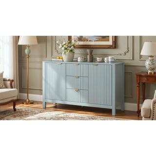 Sunvega Sideboard with Artistic Wave Design and Adjustable Shelves for Living Room