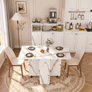 Sunvega Multifunctional Folding Dining Table with Wall-Mounted Sideboard and Storage