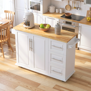 Sunvega Multi-Functional Kitchen Island Cart with 2 Door Cabinet and Two Drawers