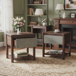 Sunvega Modern Farmhouse Nightstand with Drawer and Open Shelf for Bedroom or Living Room