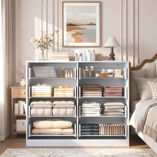 Sunvega Modern Wavy Pattern 6-Drawer Dresser with Ample Storage for Bedroom