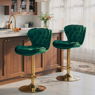 Sunvega Set of 2 Swivel Bar Stools with Chrome Footrest and Adjustable Height