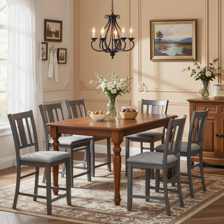 Sunvega Modern Wooden Counter Height Chairs Set of 4 with Padded Seat for Dining Room