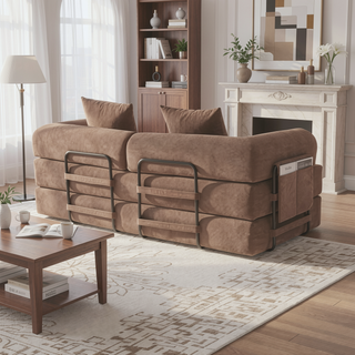 Sunvega Foldable Compressible Sofa with Metal Frame and Cushions for Small Spaces