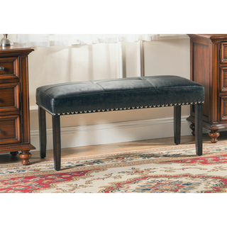 Sunvega Ebony Hardwood Dining Bench with Black Polyurethane Upholstery