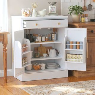Sunvega Freestanding Kitchen Pantry Cabinet with Drawer and Adjustable Shelves
