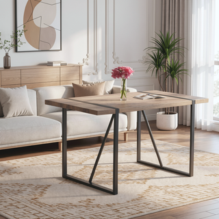 Sunvega 55 Inch MDF Wood Modern Rustic Industrial Rectangular Dining Table