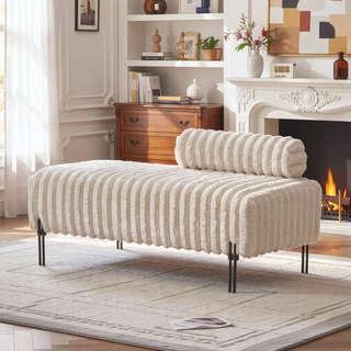 Sunvega Upholstered Adjustable Back Mini Loveseat Sofa Bench with Metal Legs