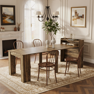 Sunvega Modern Extendable Dining Table with Storage for Kitchen Living Room