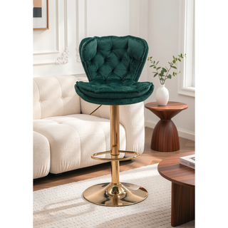 Sunvega Set of 2 Swivel Bar Stools with Chrome Footrest and Adjustable Height
