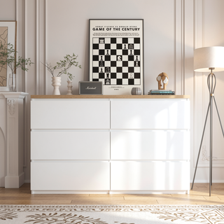 Sunvega 6 Drawer Storage Cabinet with Handless Design for Bedroom Hallway Living Room