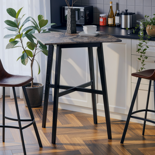 Sunvega Modern Bar Height Dining Table with Rubberwood Legs and Marble Laminate Top