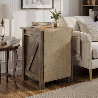 Sunvega Farmington Rustic Nightstand with Ample Storage for Bedroom