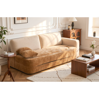 Sunvega Chenille Fabric Convertible Sofa Bed with High-Density Rebound Sponge for Living Room