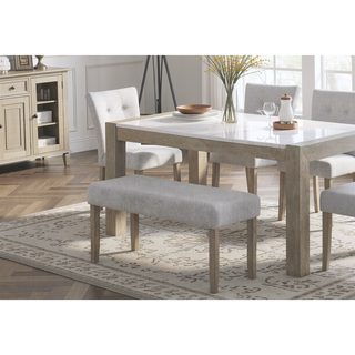 Sunvega Upholstered Dining Bench with Beige Gray Finish and Contemporary Style
