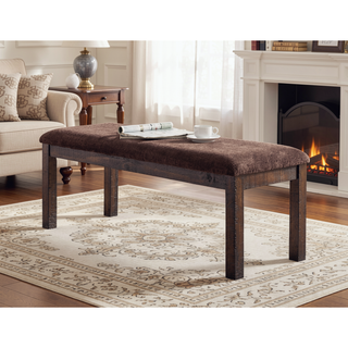 Sunvega Contemporary Walnut Finish Upholstered Seat Solid Wood Dining Room Bench